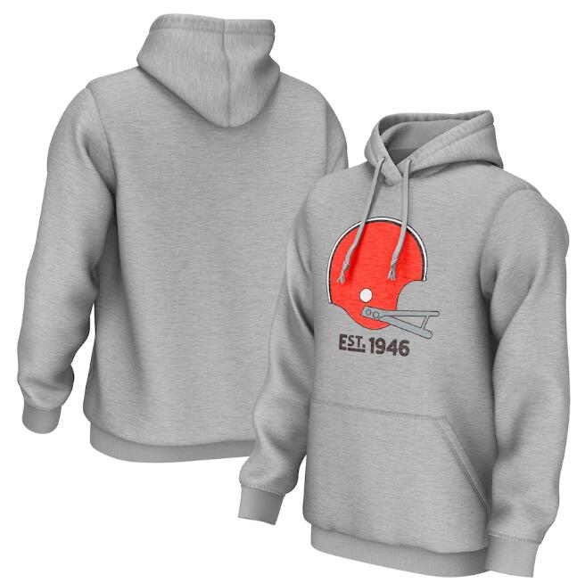 Men's Cleveland Browns Grey NFL 75th Anniversary Helmet Logo Pullover Hoodie